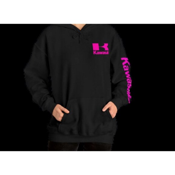 Kawasaki Hoodie Hot Pink hooded sweatshirt for racing https://jcjenney.etsy.com/ - Picture 3 of 7
